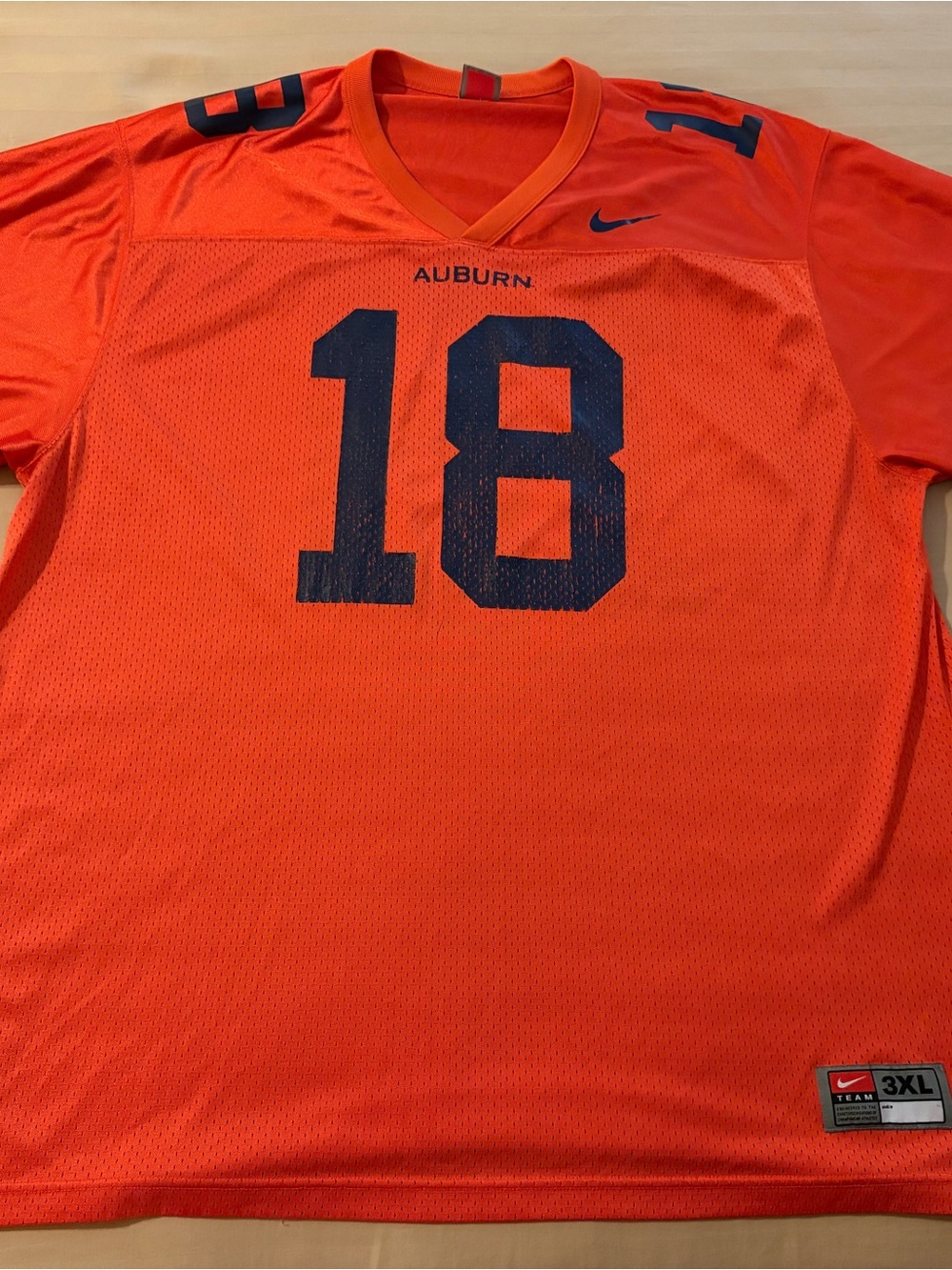 VTG Auburn Tigers Team Nike Large Orange Jersey #18 Rare Color 90s Coates Byrum